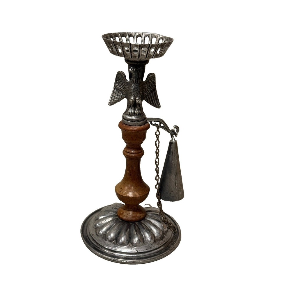 Vintage Dilly Metal Wood American Eagle Candle Holder Candlestick with Snuffer